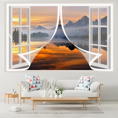 Magnetische Fliegengitter Tür 220 x 80 cm Automatisches Schließen, Klettband Oben, Nicht Kürzbar Fliegengitter Fenster für Alle Arten von Türen Und Fenstern, Weiß