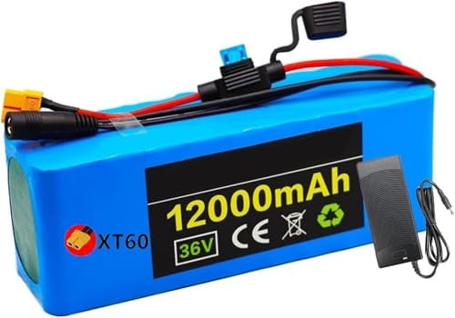 36V 12Ah Ebike Akku, 36V 12Ah Ebike Batterie 10S3P Elektrofahrrad Batterien Mit Ladegerät Wasserdichter PVC-Akku Eingebauter BMS Für 150W-500W Motor