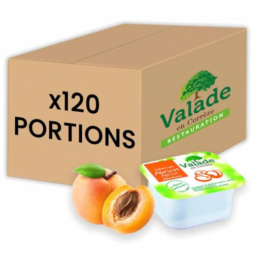 Valade Confiture d'Abricot, Barquettes Individuelles, 120 Portions de 30g, Fabriqué en France