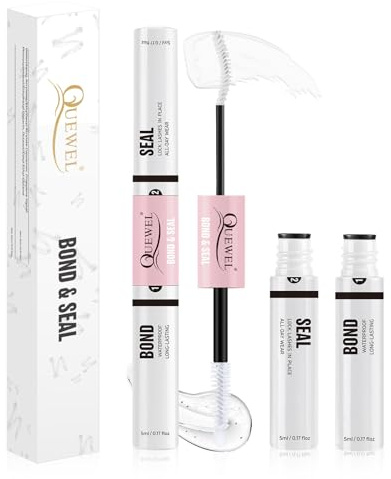 Quewel Lash Bond & Seal, White Lash Glue for Cluster Lashes | Clear & Long-lasting & Waterproof for Individual Eyelashes Use at Home (white)