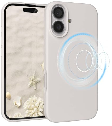 EAZY CASE Magnetische Silikon Hülle für iPhone 17 - MagSafe-kompatibel, Premium-Liquid-Silikon, Stoßfest, Kameraschutz, Mikrofaser-Innenfutter, Slim Cover Handyhülle Bumper - Taupe Beige