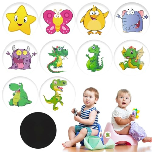 10Pcs Potty Training Stickers, Toilet Target Potty Stickers Change Colour | Waterproof Reusable Potty Seat Magic Stickers, Helps with Good Toilet Habit Formation