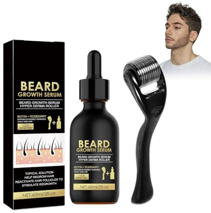 Oppingster Bartwuchs Kit,Bartwachstum Set mit Bartrolle,Beard Growth Kit für Männer,Bartpflege Set mit Roller, Biotin Bartwuchs Serum Öl für Dichteren Bart & Haarwachstum cream (19)