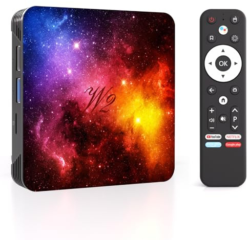 Android TV 14 - Processore Quad-Core, 4GB RAM e 64GB ROM, WiFi Dual Band 2.4G/5G, Bluetooth 5.0, Porte HDMI 2.0 e USB 2.0, Mini Tastiera fornita 2k