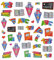 alles-meine.de GmbH 36 TLG. Set Sticker/Aufkleber - Schulanfang Schultüte - Zuckertüte Schulbeginn Stifte Schule Ranzen ABC Hefte