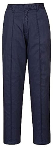 Portwest LW97 Women’s Elasticated Tailored Fit Work Trousers with Pockets - Lightweight Safety Workwear, Navy Tall, S