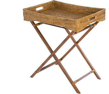 kouboo La Jolla Rattan Butler Tablett mit Ständer klappbar Holz, Honig Braun P Tropisch 66.040000000000006 x 44.45 x 73.66 cm Honigbraun