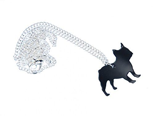 Miniblings Mops Kette Halskette Mopskette 45cm Hund Französische Bulldogge Mopps Acryl - Handmade Modeschmuck - Gliederkette versilbert