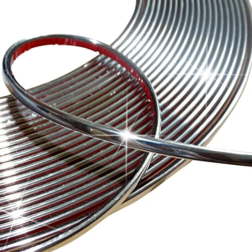 Emotree 15 m x 6 mm Auto Chrome Trim Chrome Strip Self-Adhesive Flexible Decorative Flash Edge Protection