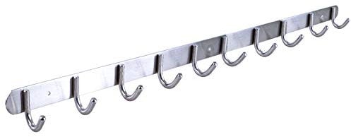 Stahlia Hakenleiste EDELSTAHL gebürstet Garderobenleiste 10x Haken (L: 725mm) Modell:GRETA Wandgarderobe mit 1/4/6/8/10 Kleiderhaken Garderobenhaken Wandhaken