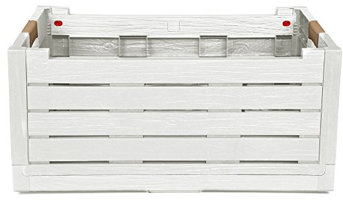 Ondis24 Klappbox Korb für Brennholz Faltbox Feuerholz Kiste Faltbarer Einkaufskorb Florida 50 Liter Kofferraum Organizer Auto (weiß)