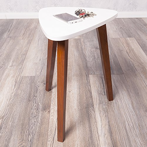 LEBENSwohnART Beistelltisch Triangle braun/weiß Telefontisch Sofatisch Nachttisch Holz 52cm