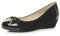 Ajvani Womens Ladies Low mid Heel Wedge Bow Smart Dolly Ballerina Court Shoes , Black Suede, 5 UK