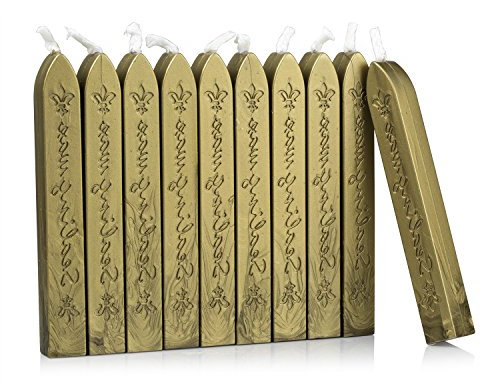 Mceal Siegellackstange mit Docht, Blume De Luce Retro 10 Stück Packung (Olivgrün)
