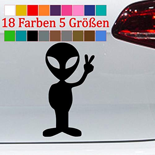 Alien Aufkleber Außerirdischer UFO Marsmensch Peace Frieden ET 18 Farben 5 Größe