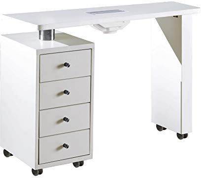 Urbanity Rio Large Professional Nail Station Salon Manicure Nail Polish Table Desk White