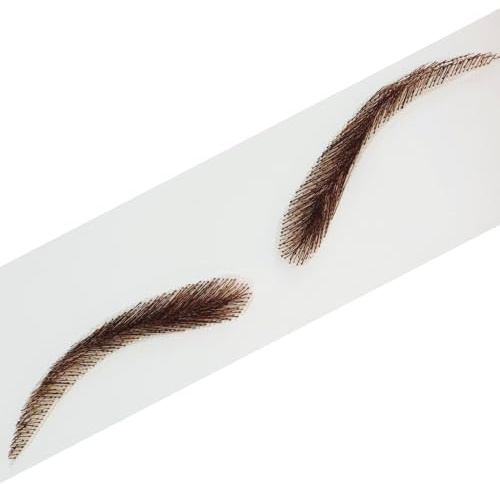 XXL Lashes - Sourcils artificiels semi-permanents, 100% poils naturels, à coller - faits main (brun foncé)