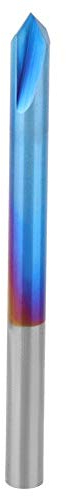 Fresa de Chaflán, Broca de Carburo Cementado de Acero de Tungsteno con Recubrimiento Azul Broca de 90 Grados 2 Flauta Fresa de Chaflán Fresa de Fresado para Fresas y Biselado(4 * 50mm)