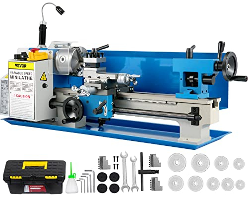 BestEquip Metalldrehmaschinen 7x14 Zoll 550W Metalldrehmaschine 350mm Mittenabstand Tischdrehmaschine 50-2500 RPM mit Metrisch Gewinde 0,5-2,5mm und 21mm