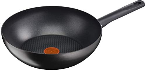 Lagostina Rigenera Green Wok Antiaderente in Alluminio 100% Riciclato Ø 28 cm, Padella Induzione Gas e Forno, con Indicatore Cottura Lagospot, Rivestimento Antigraffio, Manico Ergonomico in Bakelite