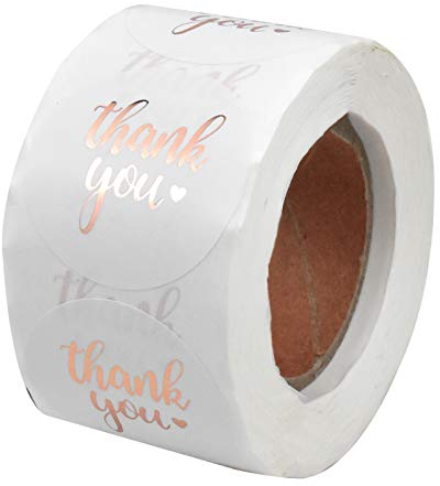 500 Stk Danke Aufkleber, Selbstklebend Etiketten Thank You Sticker Label, Rund Geschenksticker Handschrift Gold Folie, Handgefertigte Aufkleber für Backen, DIY Geschenktüten, Marmelade, Roségold
