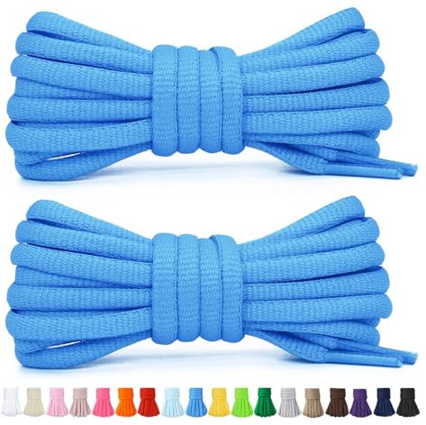 Stepace 2 Pares de Cordones Redondos de 60cm para Sneakers, Longitud 200cm 18 Colores, Cordones de Zapatos Azul 120cm