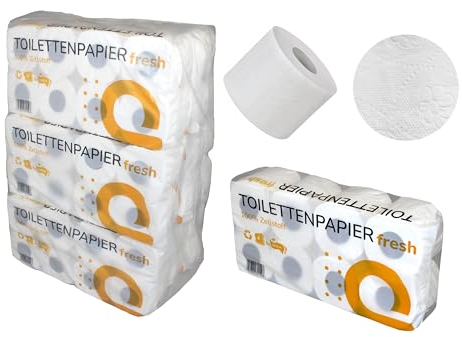 Toilettenpapier, 4-lagig, Zellstoff, hochweiß, 150 Blatt, 9,6x11,8cm, Ø Rolle: 11cm, Ø Hülse: 4,5cm, 9x8 Rollen, 72 Rollen/VE, Klopapier