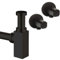 Design Siphon Set eckig schwarz matt mit Eck-Ventilen/Ablauf für Waschbecken Abfluss Ablaufset Sifon Röhren-syphon