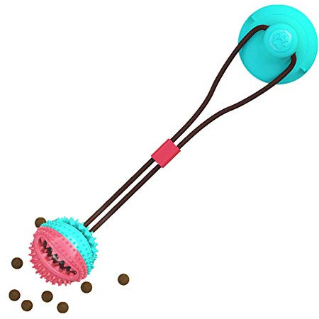 beautyhe Jouet Chien Ventouse Alimentation Lente Jouet Chien Indestructible Distributeur Croquettes Balle Jouet Jouet Chien Interactif pour Petits Et Moyens Chiens A