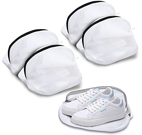 Yuragim Wäschenetz für Waschmaschine,4 Stück Wäschenetz für Schuhe,Wäschebeutel Groß mit Reißverschluss für Sneaker/Socken/BHs,Schuhe Wäschesack Schuhbeutel Waschmaschine für Reise Wohnheim Apartment