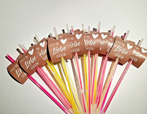 Hochzeitsdeko Knicklichter Leuchtstäbe Glow-Sticks Hochzeit Vintage Boho, Set 50 Stück
