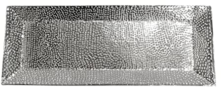 Dekoteller Schale Servierplatte Tablett Aluminium Silber Hammerschlag- Moderne Dekoschale länglich aus Metall - Tischdeko - Dekoration für Wohnzimmer, Esszimmer, Küche - 40 oder 60 cm (40x16x2 cm)