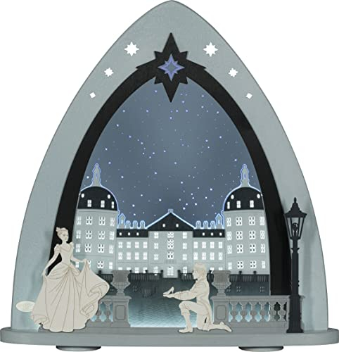 weigla - LED Lichterspitze original Erzgebirge I Motiv Moritzburg I LED Lichterbogen Weihnachten I Größe 52 x 53,5 x 9 cm I beleuchtete Weihnachtsdeko innen I aus Holz