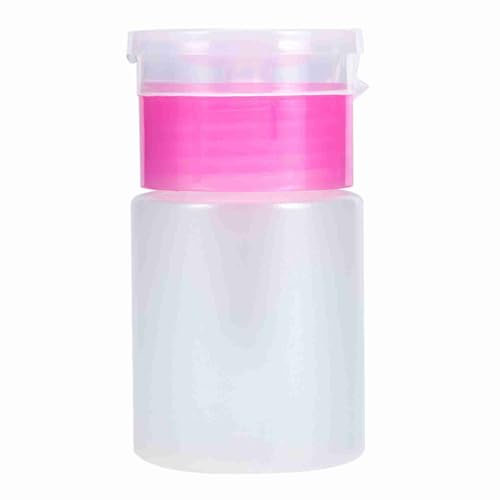 Pump Bottle Dispenser, 60ml Nail Polish Remover Pump Dispenser Push Down Cleanser Bottle, Empty Liquid Bottle Container for Nail Polish and Makeup Remover(Pink)