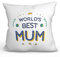 Mugffins Kissen mit Füllung mit Spruch für Mutter/Mama - Auf Englisch - World's Best - 40 x 40 cm - originelles und lustiges Geschenk
