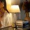 lux.pro Tischlampe Paisley Tischleuchte 1 x E27 Nachttischlampe Beige Lampenschirm aus Stoff