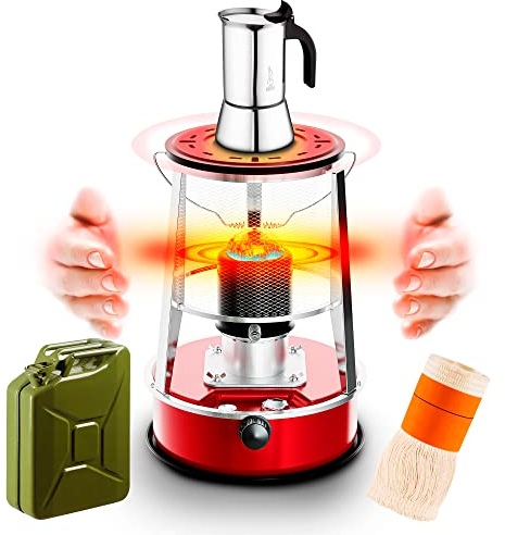 Chauffage portable au pétrole, appareil de cuisson portable, capacité du réservoir 4,6L, Garde la chaleur jusqu'à 18 heures, réglage de la puissance et indicateur de niveau de paraffine, 2600W