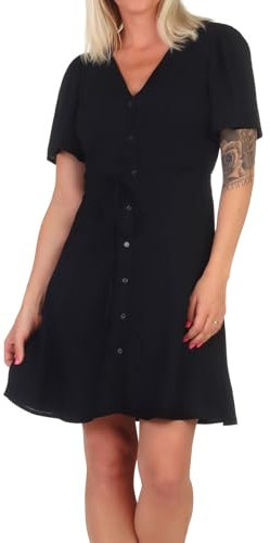 VERO MODA Damen Viskose Mini-Kleid Kurzarmkleid VMAlba 10292845 Black S