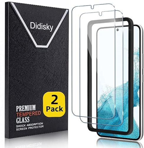 Didisky 2-Unidades Cristal Templado Protector con Marco de Instalación de Pantalla para Samsung Galaxy S22 5G 6.1'' (no para S22 Plus, S22 Ultra) 9H Dureza,Sin Burbujas,Transparente