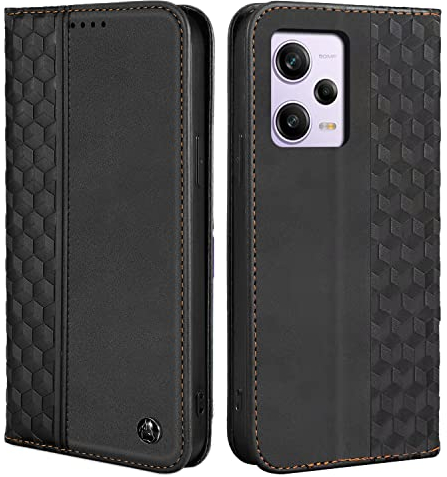 CXTcase Handyhülle für Xiaomi Redmi Note 12 5G/ Xiaomi Poco X5 5G Hülle, Lederhülle Flip Case für Redmi Note 12 5G, PU Leder Stoßfeste Magnetische Schutzhülle Tasche für Xiaomi Poco X5 5G, Schwarz