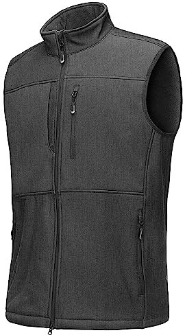 33,000ft Gilet da uomo per attività all'aria aperta, impermeabile, in softshell, senza maniche, in pile, grigio scuro mélange, M