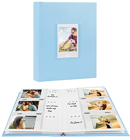 180 Taschen Fotoalbum für Fujifilm Instax Mini 12 11 40 9 99 Evo Kamera, Für Polaroid Kamera, Frontfenster, Fotobuch mit Schreibfläche für Polaroid 3 Zoll Instant Film, K-pop Fotokarten (blau)