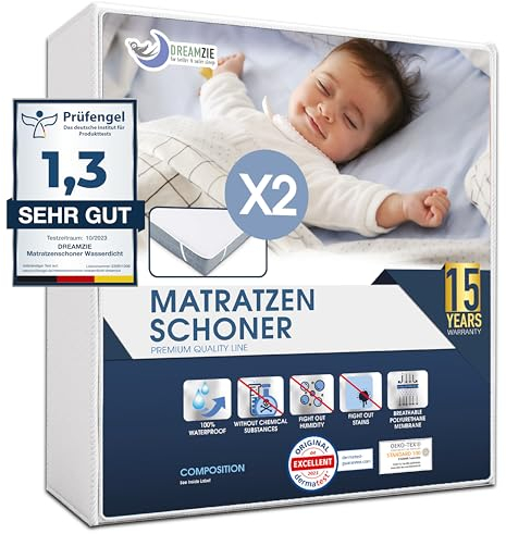 Matratzenschoner 60x120 cm Wasserdicht (2er-Set) Oeko-TEX Zertifiziert von Dreamzie - Atmungsaktive Matratzenauflage