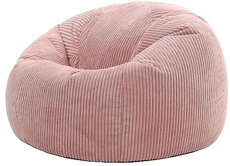 Icon Kingston Sitzsack Cord, Hellrosa, Sitzsack Erwachsene mit Füllung, Bean Bag, Cord Sessel, Lounge Sessel, Lounge Stuhl, Schlafzimmer, Wohnzimmer, Wohnzimmer Möbel