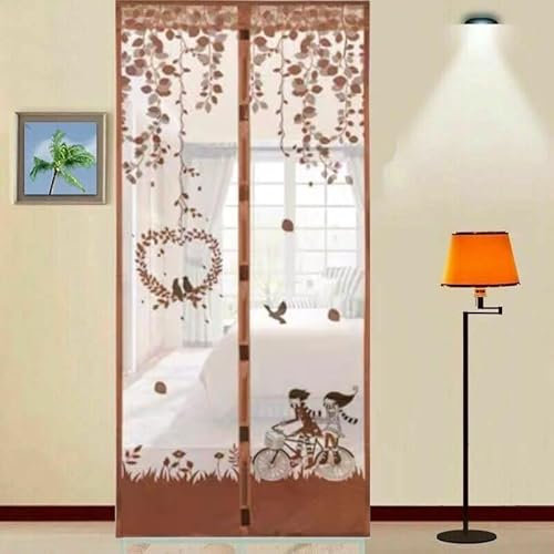Magnetic Insect Door Net Screen Bug Mosquito Fly Insect Mesh Guard Curtain (Bicycle Brown)