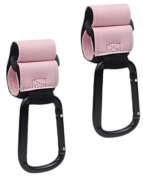 CYCLYTE 2 Ganci Per Passeggino, Velcro Allargato E Moschettone Quadrato Per Borse Zaino Pannolino Borse Shopping Accessori Passeggino Ganci Per Seggiolini Auto Universale (ROSA)