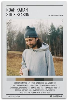 greb Noah Kahan Album-Poster, Leinwand-Poster, Raumdekoration, ästhetisches Poster, künstlerisches Poster für Schlafzimmer, Wohnzimmer, Wände, 50 x 75 cm, ungerahmter Stil