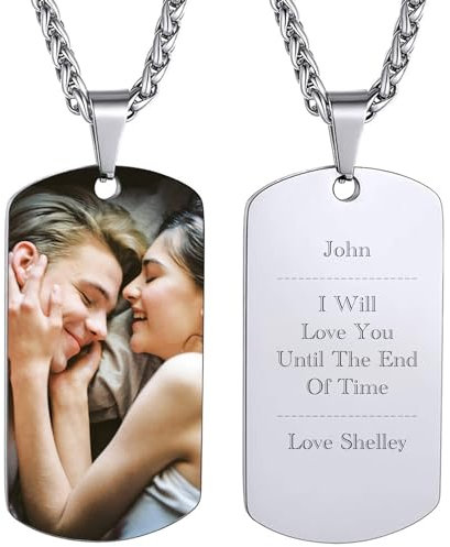 Photo Necklace Personalised Dog Tag for Men,Engraved Love Jewellery Gifts Personalised Gifts for Women