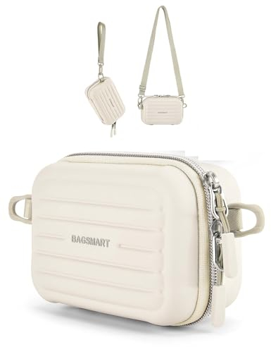 bagsmart Digitalkamera Tasche Kameratasche Kleine kompatibel Fotokamera Tasche mit 2 Tragemöglichkeiten, für Canon PowerShot/GoPro/Kodak Pixpro,Beige Streifen