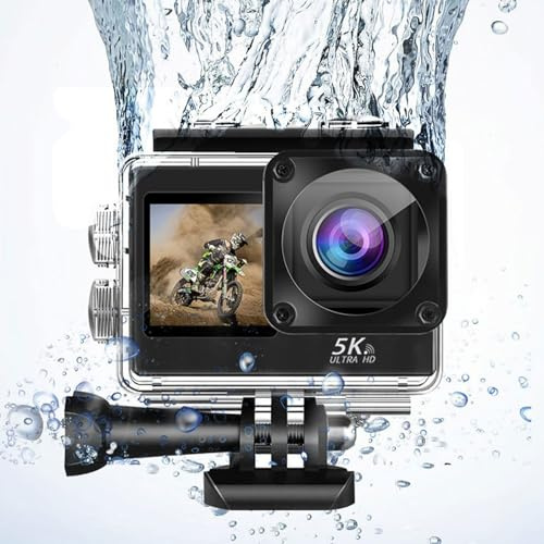 Annadue wasserdichte Action Kamera, IP68 wasserdichte 50 MP Unterwasserkamera mit 170 Grad Weitwinkel, Anti Shake Dual Screen 5K Action Kamera Set für Tauchen, Schwimmen, Surfen, Skifahren